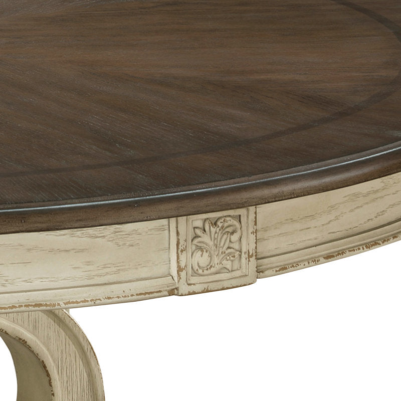 Elegant teak wood dining room furniture with fabric chairs