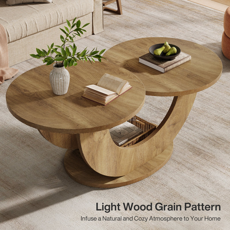 Luxury round teak wood coffee table by Sky Rise Decor