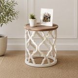 Luxury teak wood end table for living room
