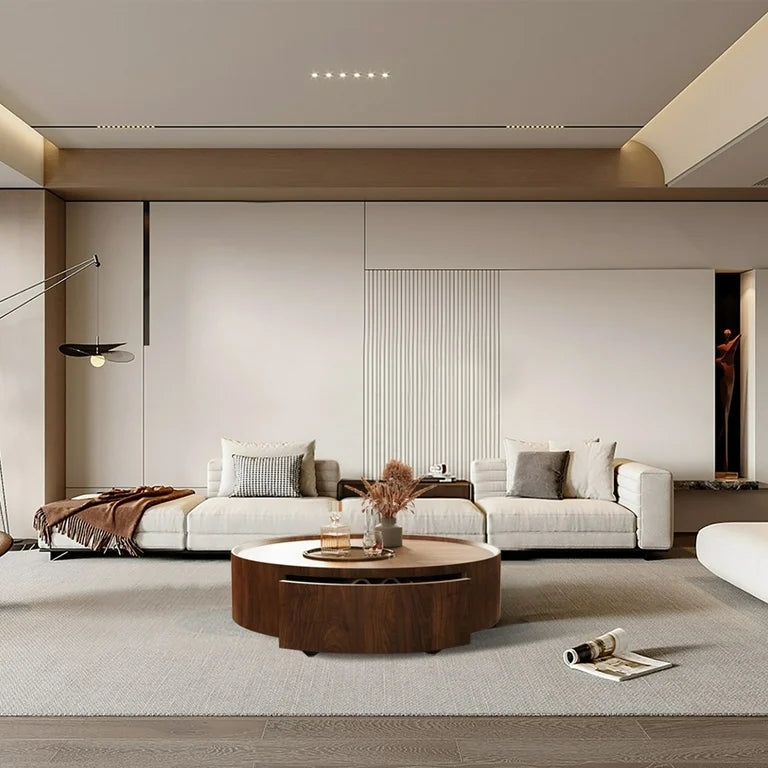 Luxury modern round center table with hidden compartments