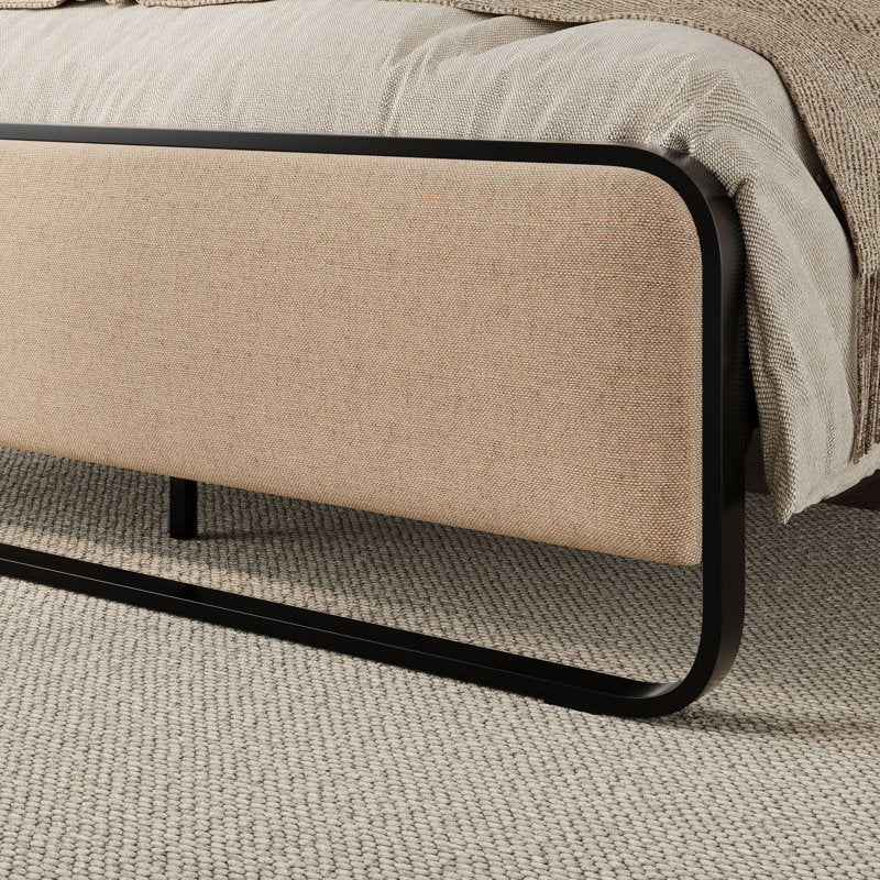 Luxury teak wood bed with rounded edges