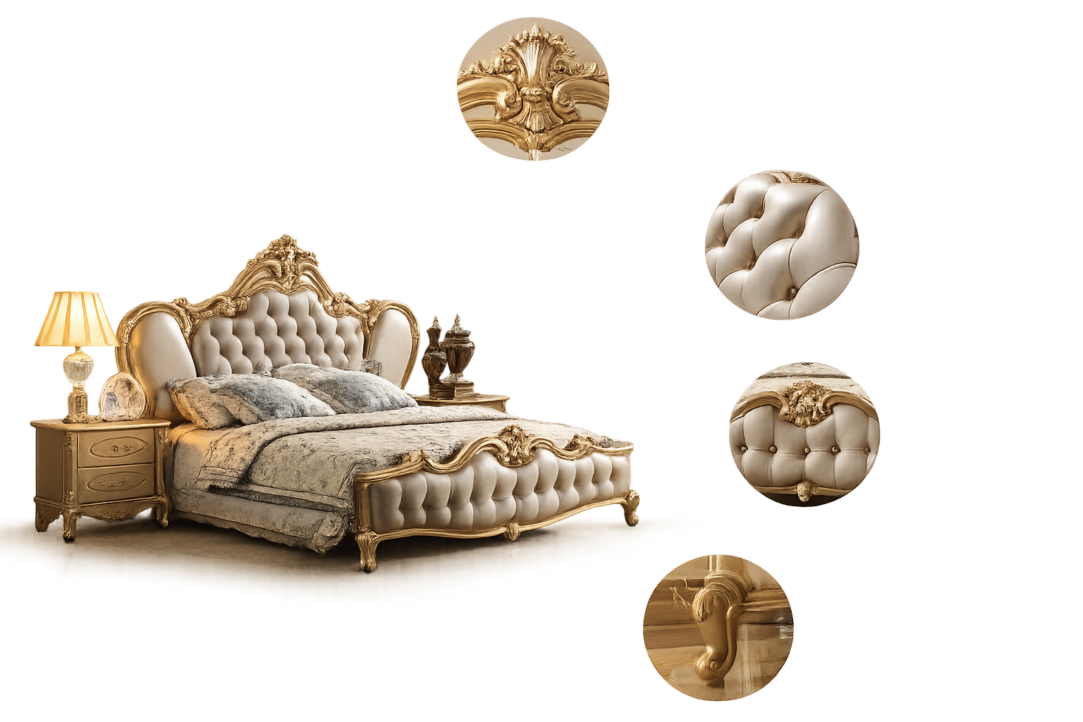 High-end bedroom furniture with gold carving