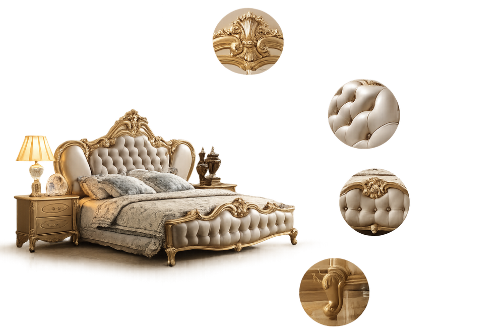 High-end bedroom furniture with gold carving