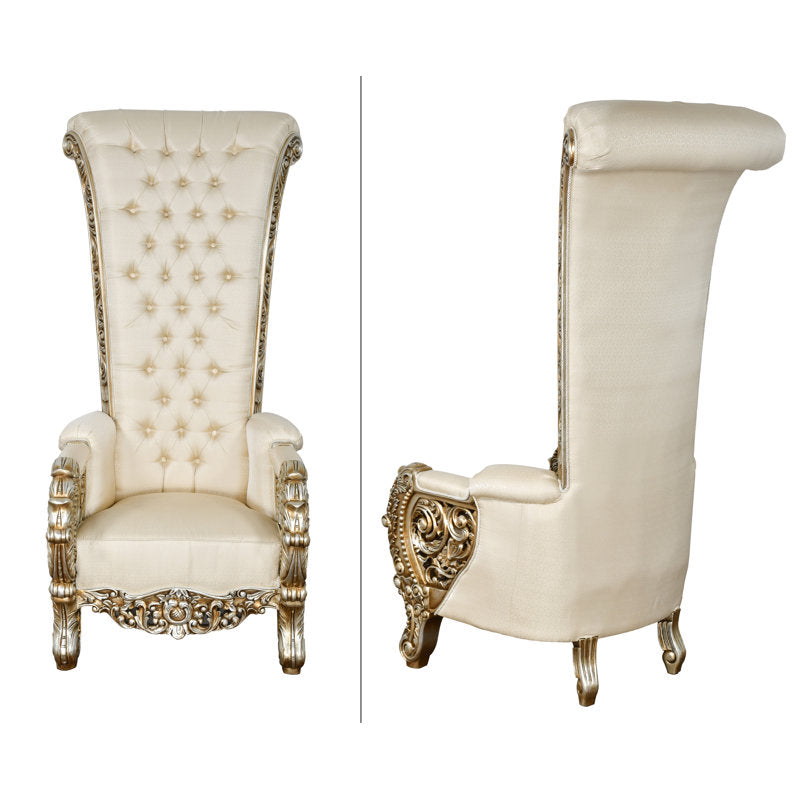 Luxury cream and gold teak wood chair