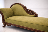 Designer Victorian teak wood chaise lounge sofa for luxury living room interiors