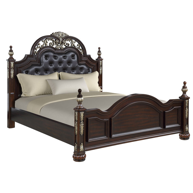 Elegant teak wood bedroom furniture luxury bed