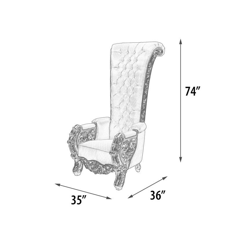 Elegant teak wood button tufted throne chair