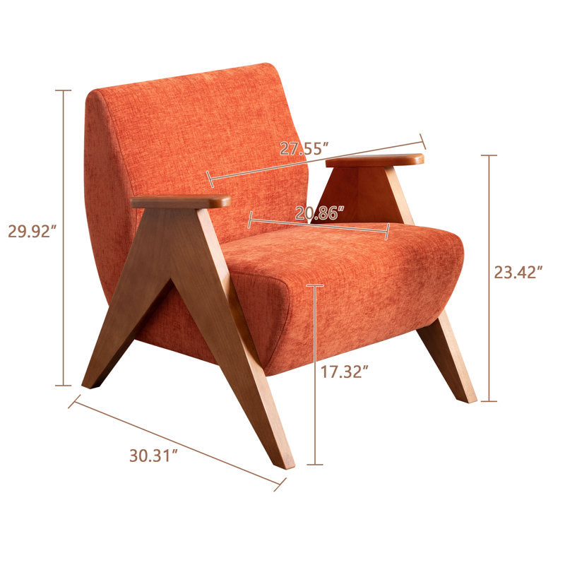 Teak wood mid-century chairs with geometric armrests