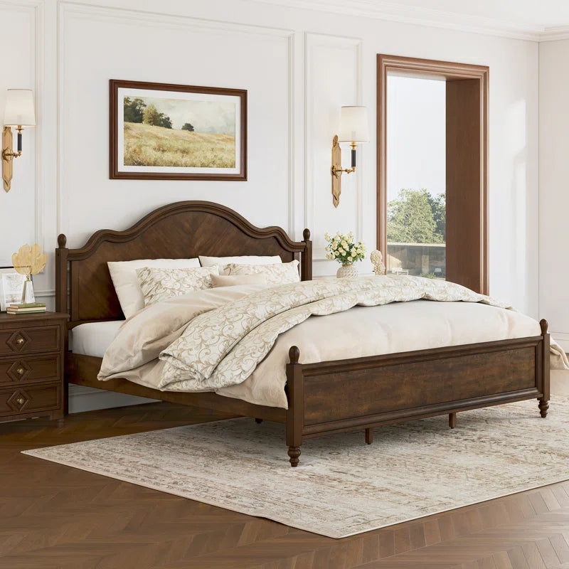 Classic bedroom furniture wooden bed front view