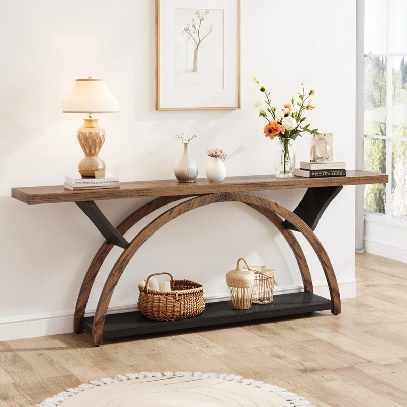 Premium teak wood accent table for entryway