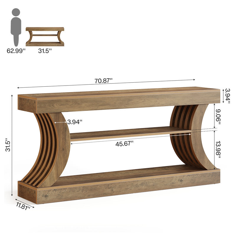 Elegant teak wood hallway table with decorative styling