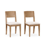 Premium solid teak wood dining table with matching bench and upholstered chairs