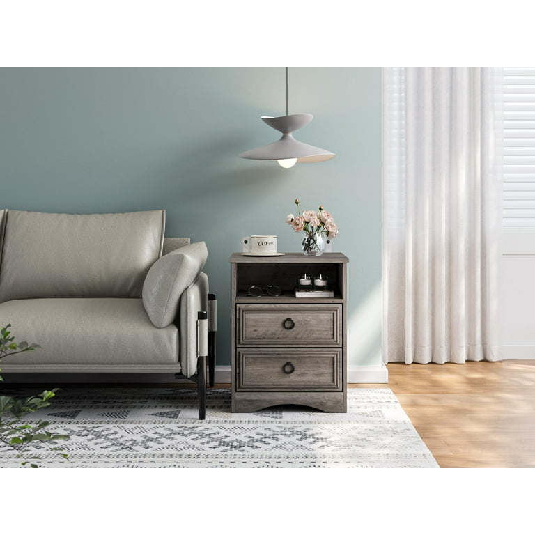 Rustic grey bedroom nightstand