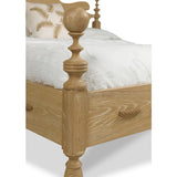 Rustic wooden bed frame with curved headboard