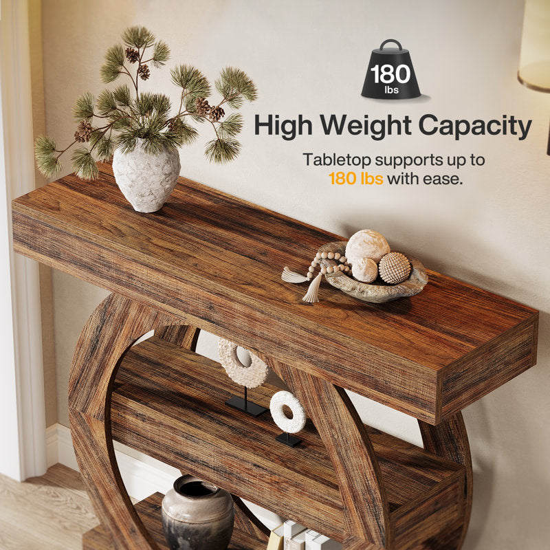 Handcrafted teak wood accent console table