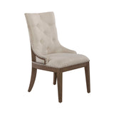 Elegant solid teak dining set with nailhead trim chairs
