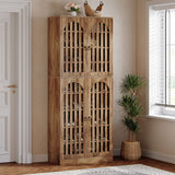 Handcrafted teak wood cabinet for living room storage
