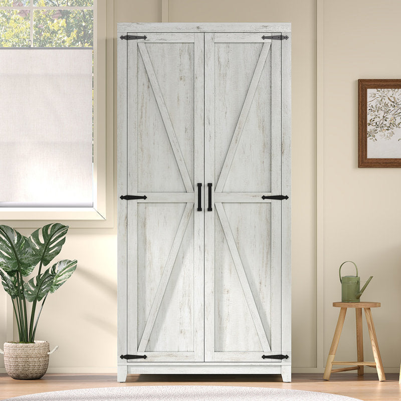 Teak wood double door wardrobe cabinet