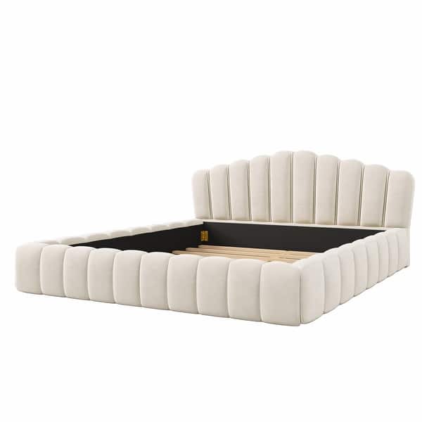 Elegant bedroom upholstered bed with tufted design
