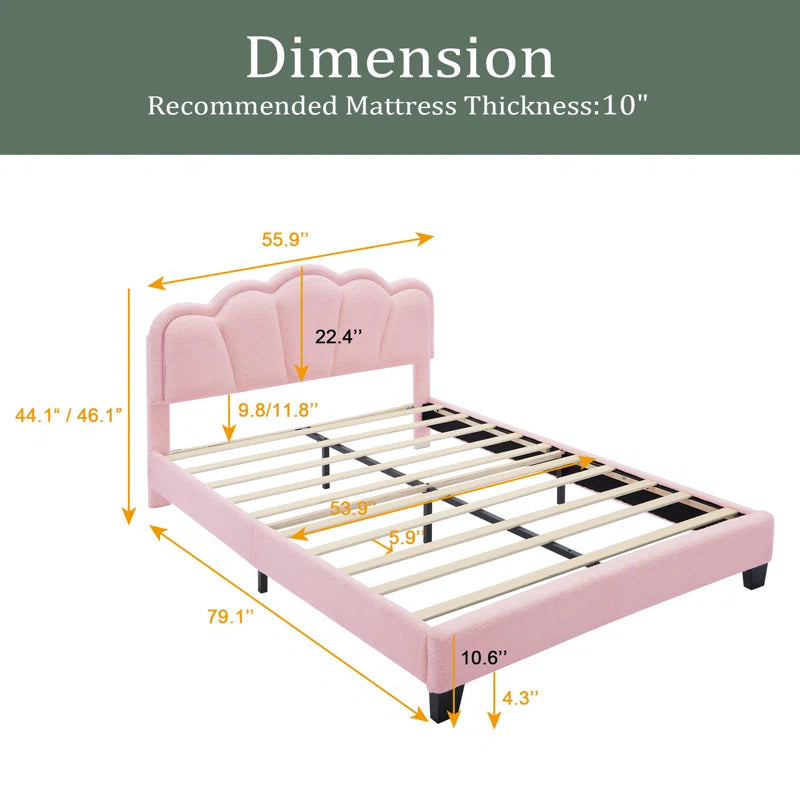 Pink bedroom bed with LED backlit design