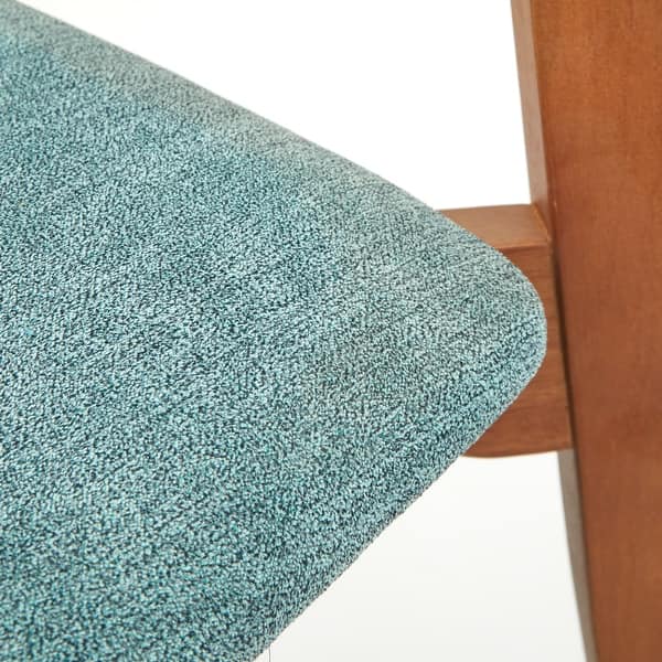 Contemporary dining set with teal upholstered chairs