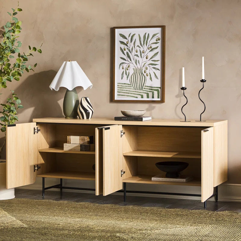 Scandinavian wooden sideboard with concealed storage compartments