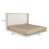 low profile wooden bed with cushion headboard