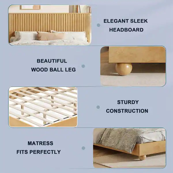 Contemporary low profile wood bed frame design
