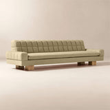 Contemporary 3-seater teak wood fabric sofa for living room
