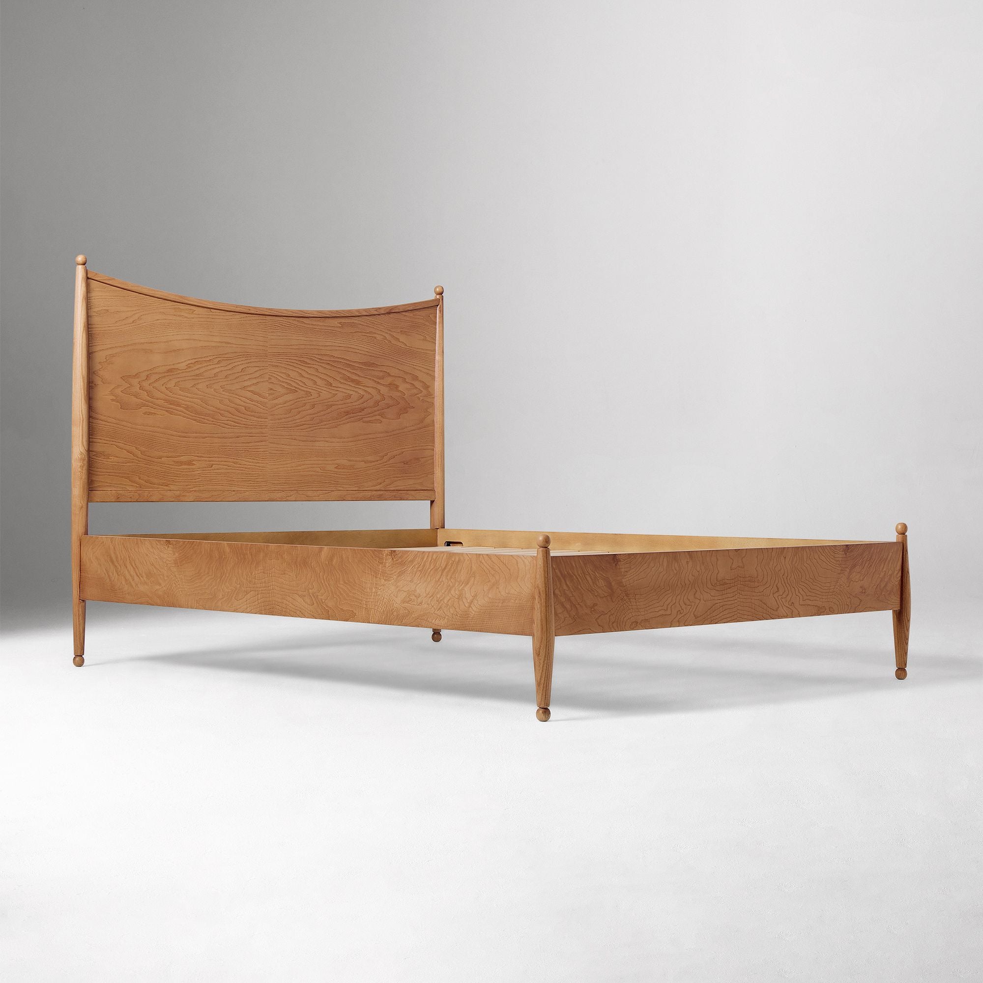 Scandinavian style teak wood bed frame natural finish