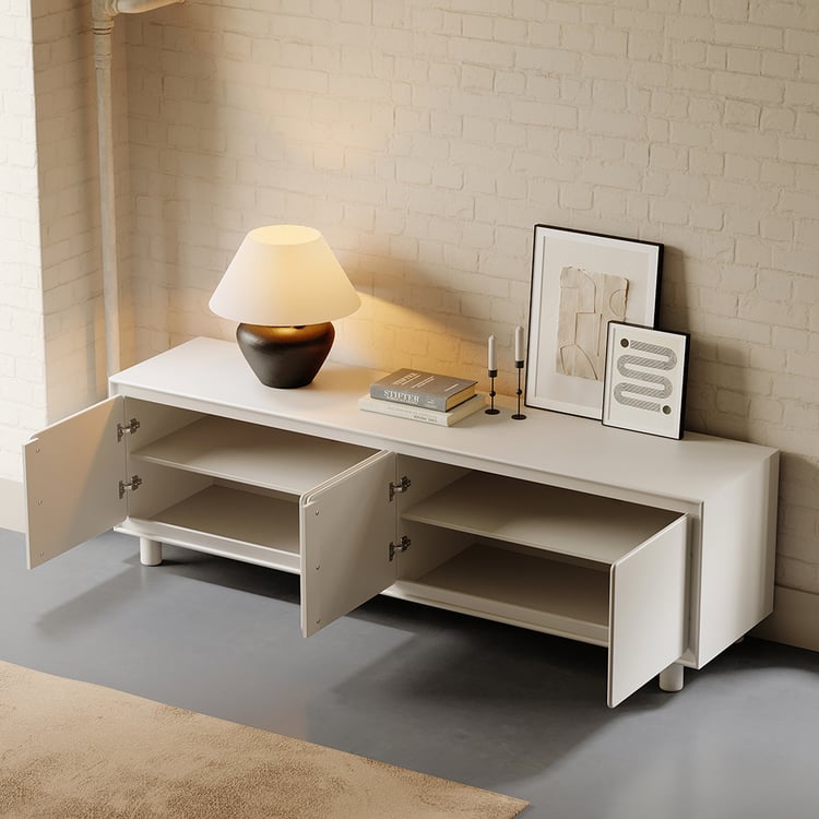 Premium teak wood white console cabinet