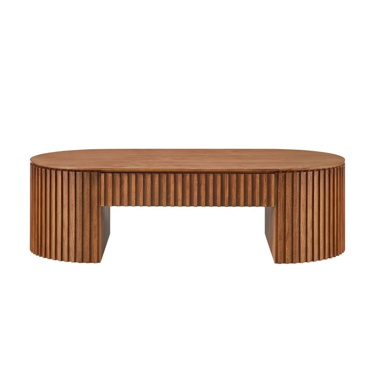 Stylish fluted walnut center table for living room