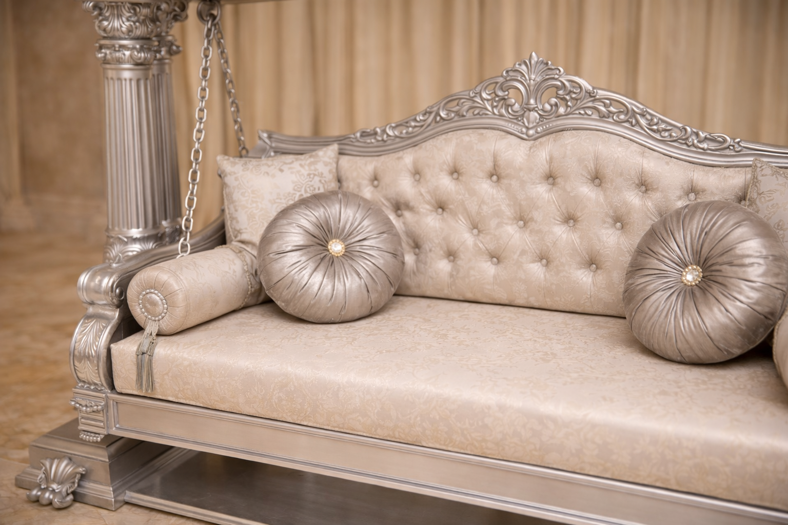 Luxury Silver Carved Swing Jhula | Royal Designer Antique Jhula