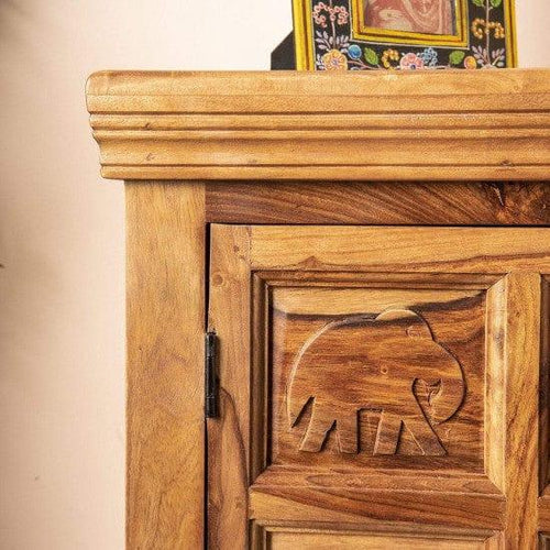 Elephant carved solid wood sideboard for living room
