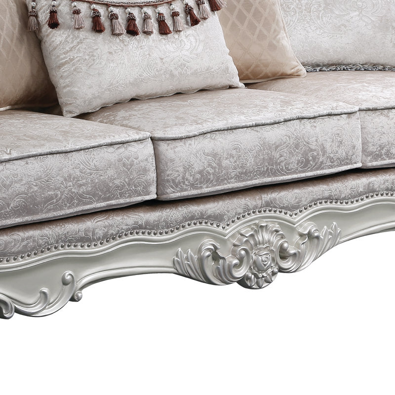 Elegant silver teak wood sofa set for luxury homes