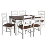 Solid teak wood dining table set in white finish