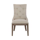 Premium teak wood dining table with beige upholstered chairs