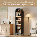 Freestanding arched bookcase with open shelving