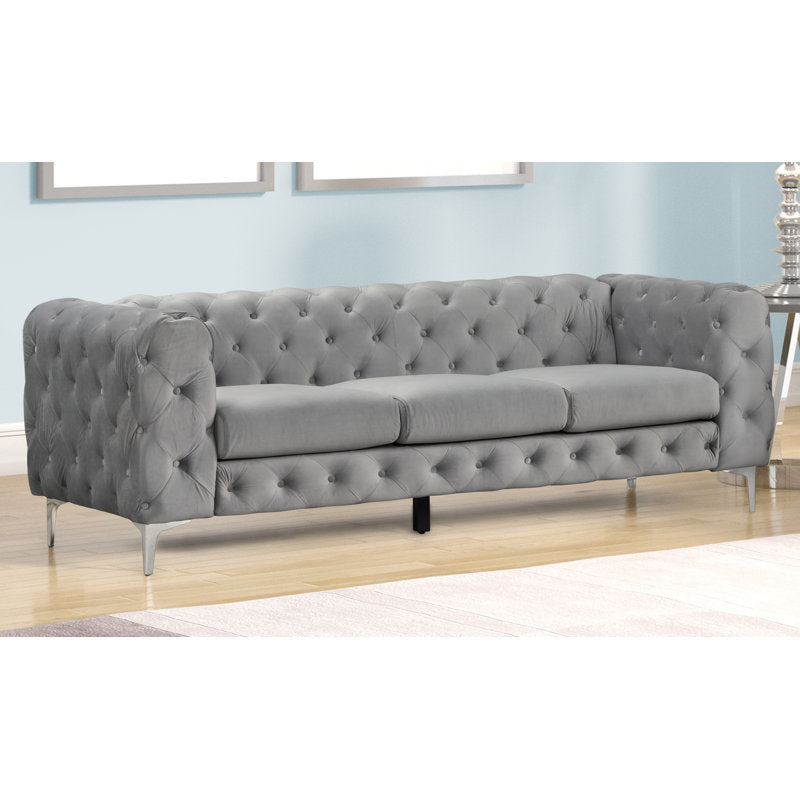 Premium 3-seater Chesterfield sofa in velvet upholstery