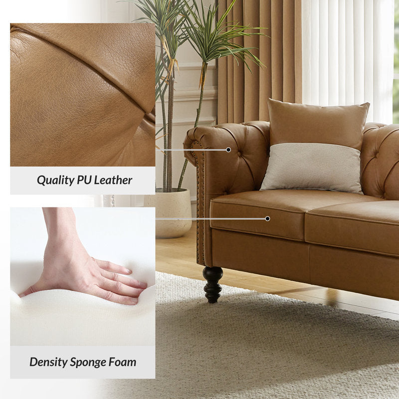 Vintage style leather Chesterfield couch for luxury interiors