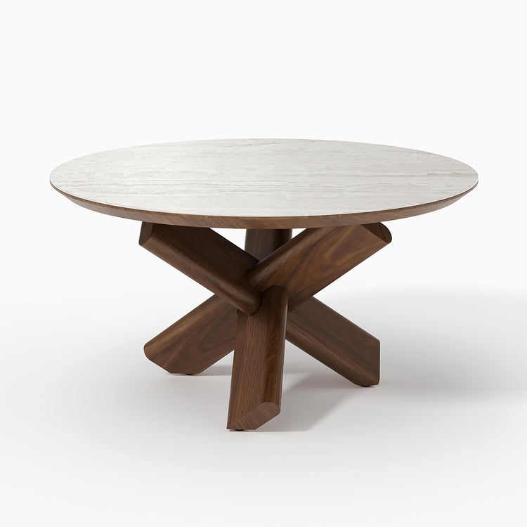 Designer teak wood coffee table with round top