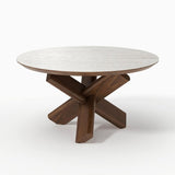 Designer teak wood coffee table with round top