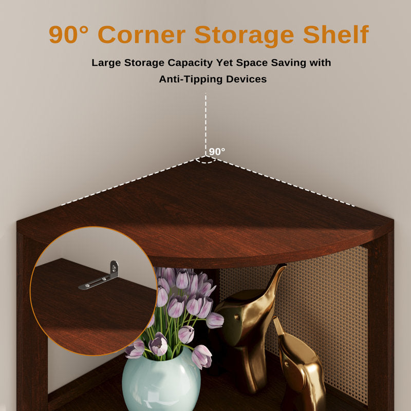 Stylish teak wood corner furniture with enclosed storage