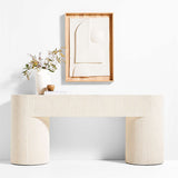 Handmade teak wood console table with ribbed design