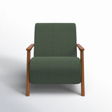 Modern green lounge chair with solid teak wood frame