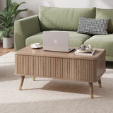 Natural oak lift-top storage coffee table for living room