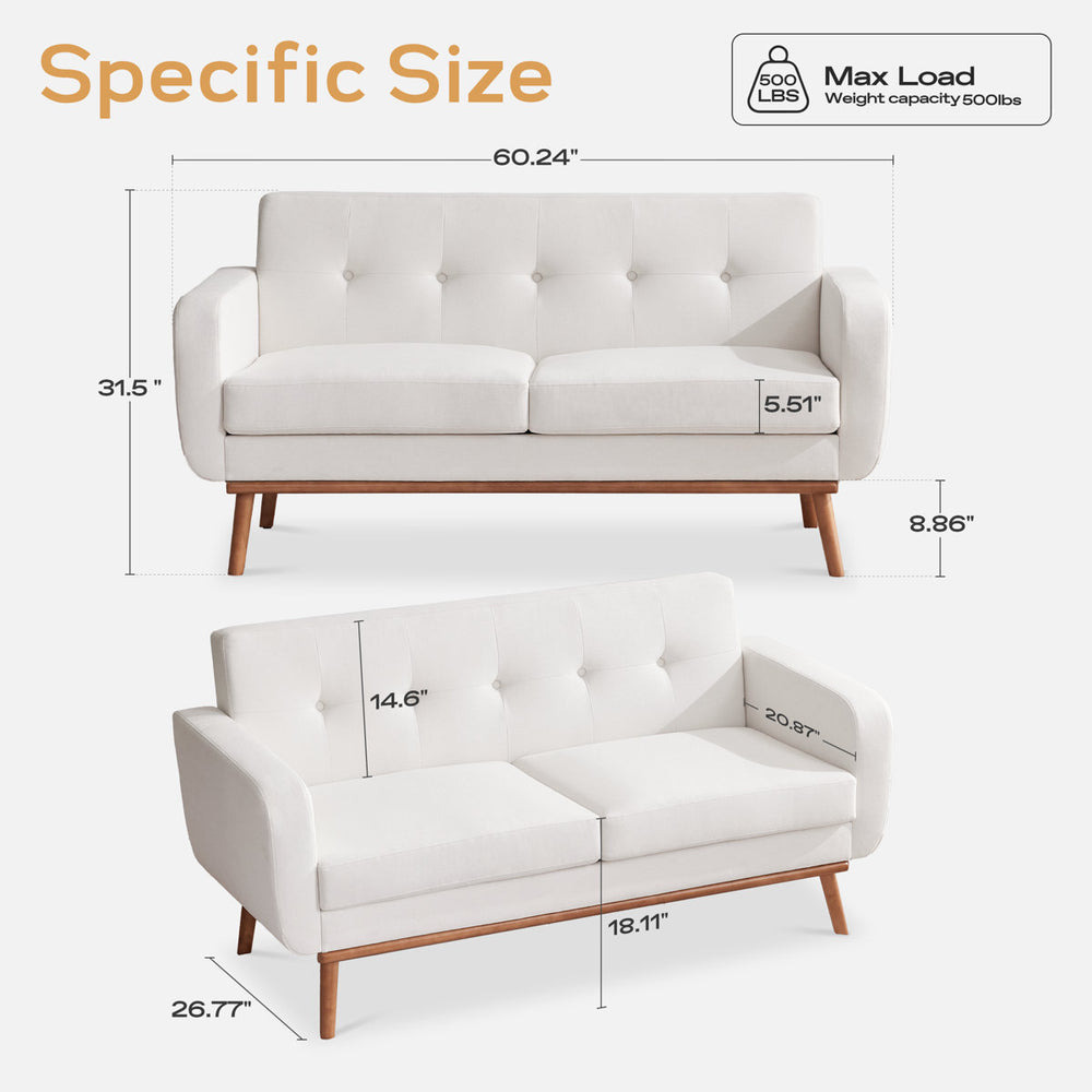 Teak wood sofa and armchairs with plush cushions