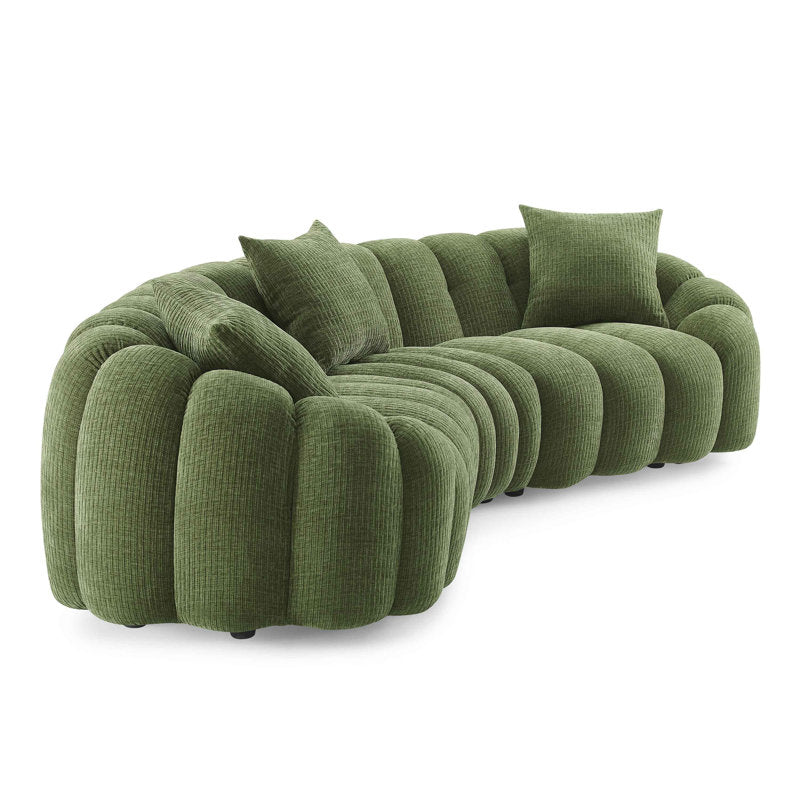 Modern sculptural green sectional sofa by Sky Rise Decor Furniture