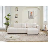 Luxury solid teak wood sectional sofa with white fabric upholstery