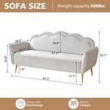 Modern upholstered teak wood sofa with gold legs